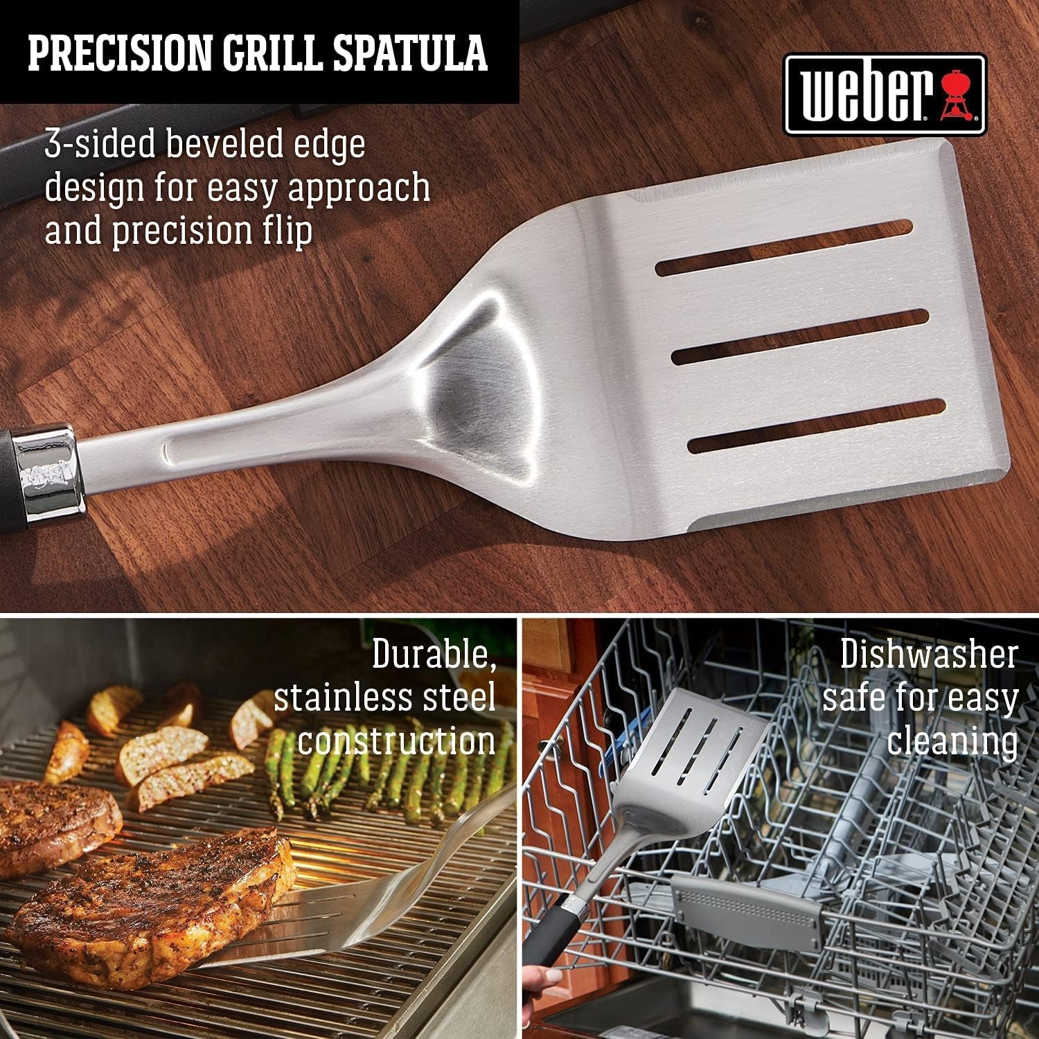 Weber Precision Grill Spatula. Silver/Black - Image 4
