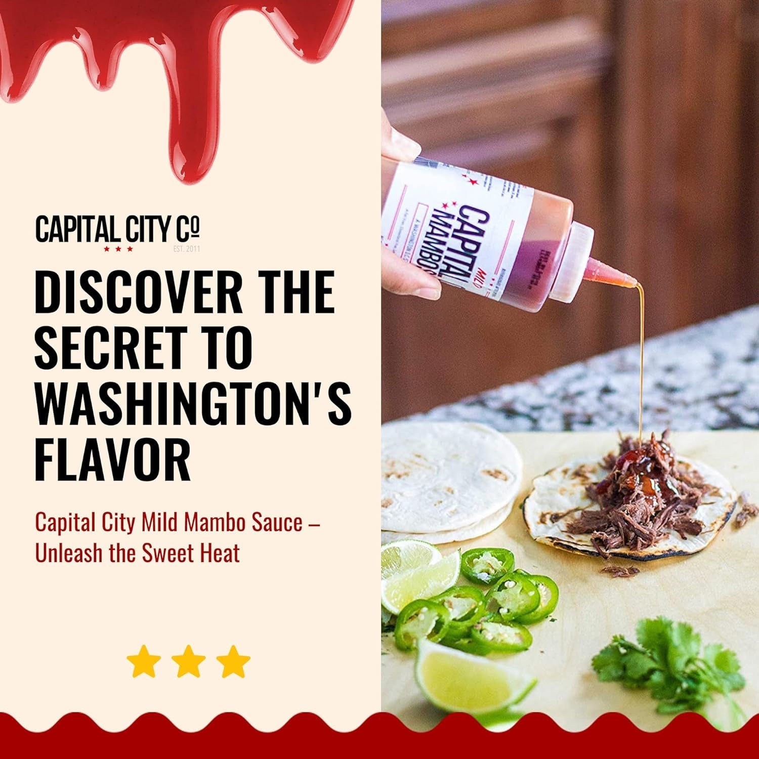 Capital City Mambo Sauce - Mild Recipe | Washington DC Wing Sauces | Perfect Condiment Topping for Wings. Chicken. Pork. Beef. Seafood. Burgers. Rice or Noodles | 128 Fl Oz (1 Gallon) - Image 2