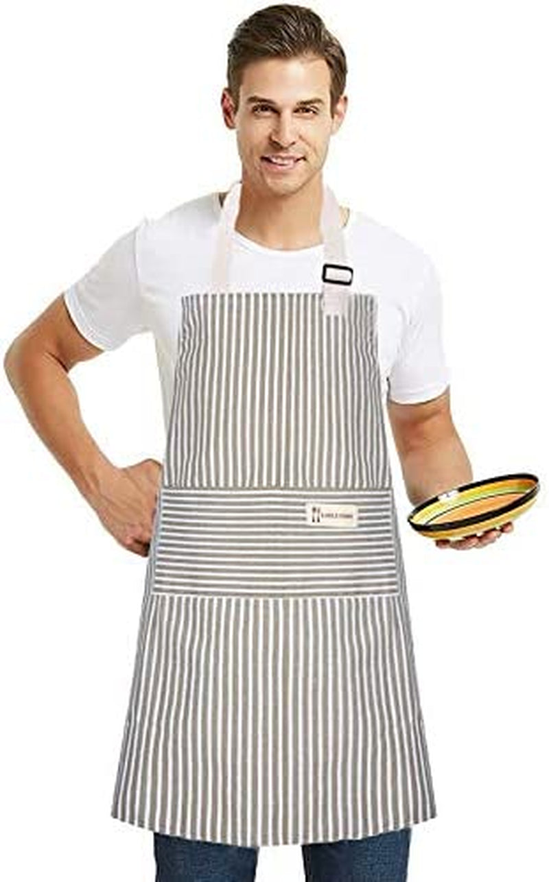 Aprons 2 Pack Adjustable Bib Aprons with 2 Pockets Cotton Linen Cooking Kitchen Chef Apron for Women and Men - Image 5