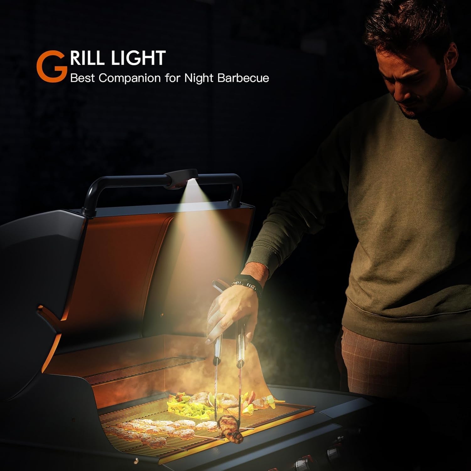 Grill Ligt. Barbecue eat-Resistant round andle Ligt wit Gravity Sensor. andle Diameter of 1.25In. Applicable to BBQ - Image 6