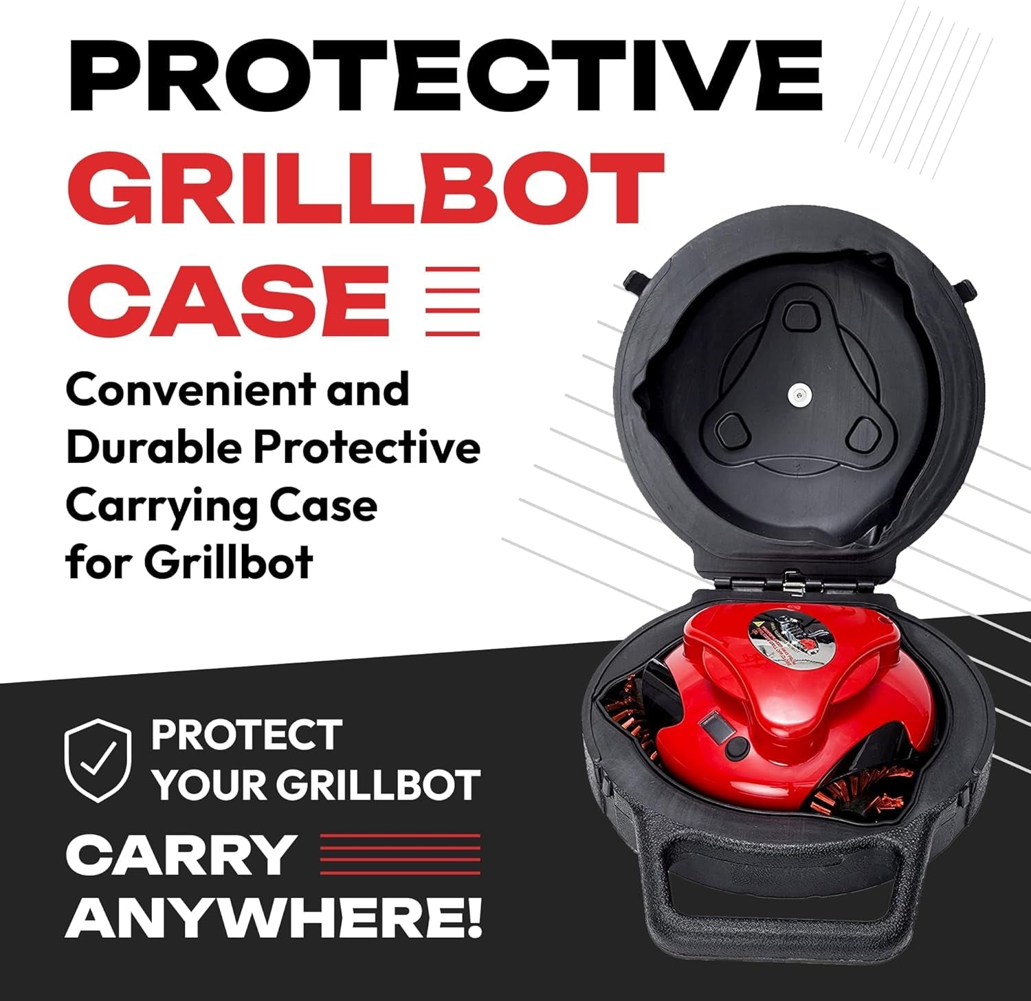Grillbot Automatic Grill Cleaning Robot with Nylon Brushes. BBQ Grill Cleaner. Grill Brush. Grill Scraper. BBQ Accessories (Red Grillbot + Carry Case) - Image 8