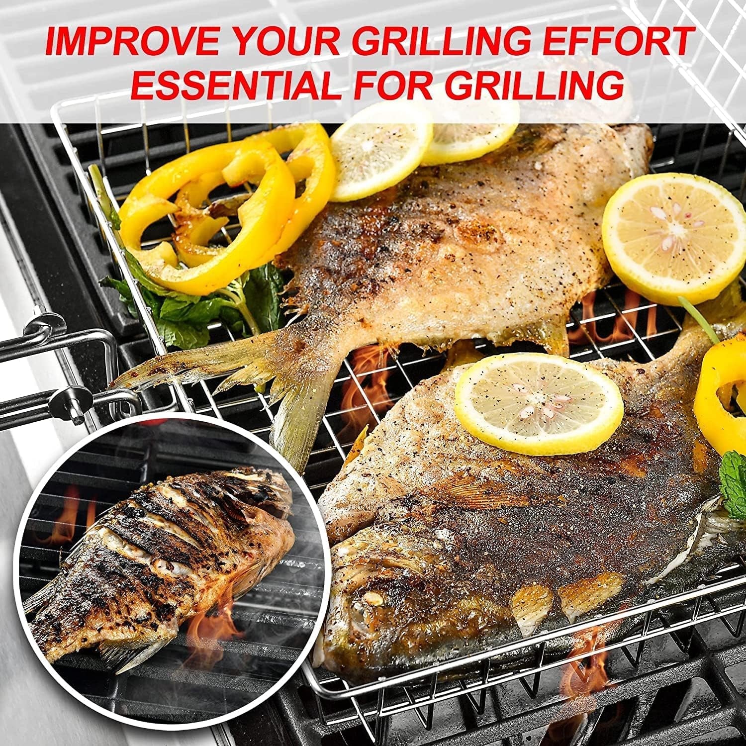 Grill Basket NABAOXUN BBQ Grilling Basket Fish Grill Basket. Grill Basket Grill Rack.Outdoor Grill Accessories - Image 2