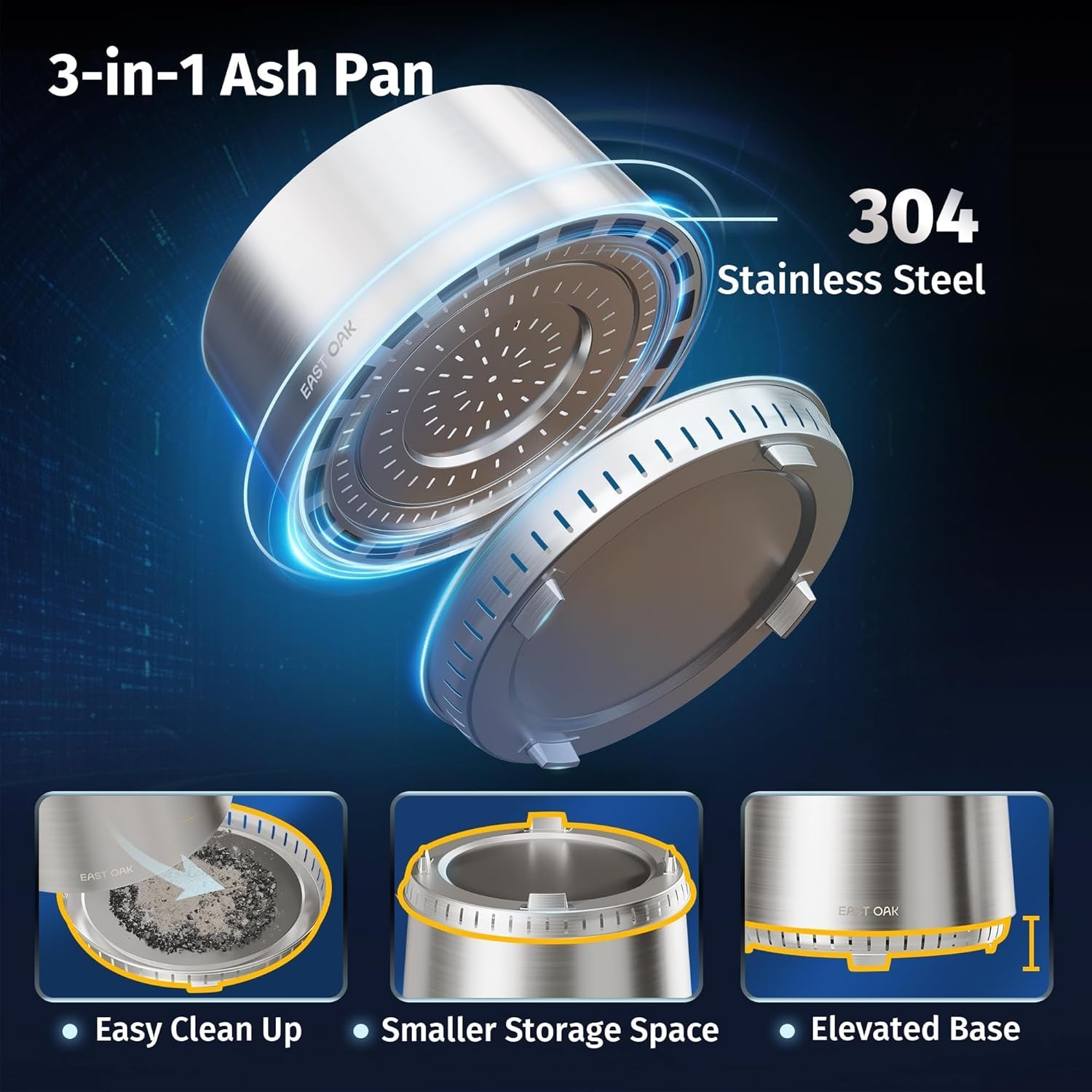 EAST OAK Fuoco Smokeless Fire Pit 21'' for Patio and Outdoor. Stainless Steel Firepit Wood Burning Fireplace with Carrying Bag. Portable Outdoor Fire Pit with Stand & Removable Ash Pan for Outside - Image 3