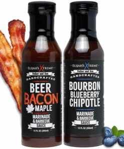 Elijah'S Xtreme BBQ Bundle: Beer Bacon Maple BBQ Sauce and Bourbon Blueberry Chipotle Barbecue Sauce - Unique Twist on Traditional BBQ Sauces. Perfect for Grilling. Dipping & Marinading (12Oz Bottles)