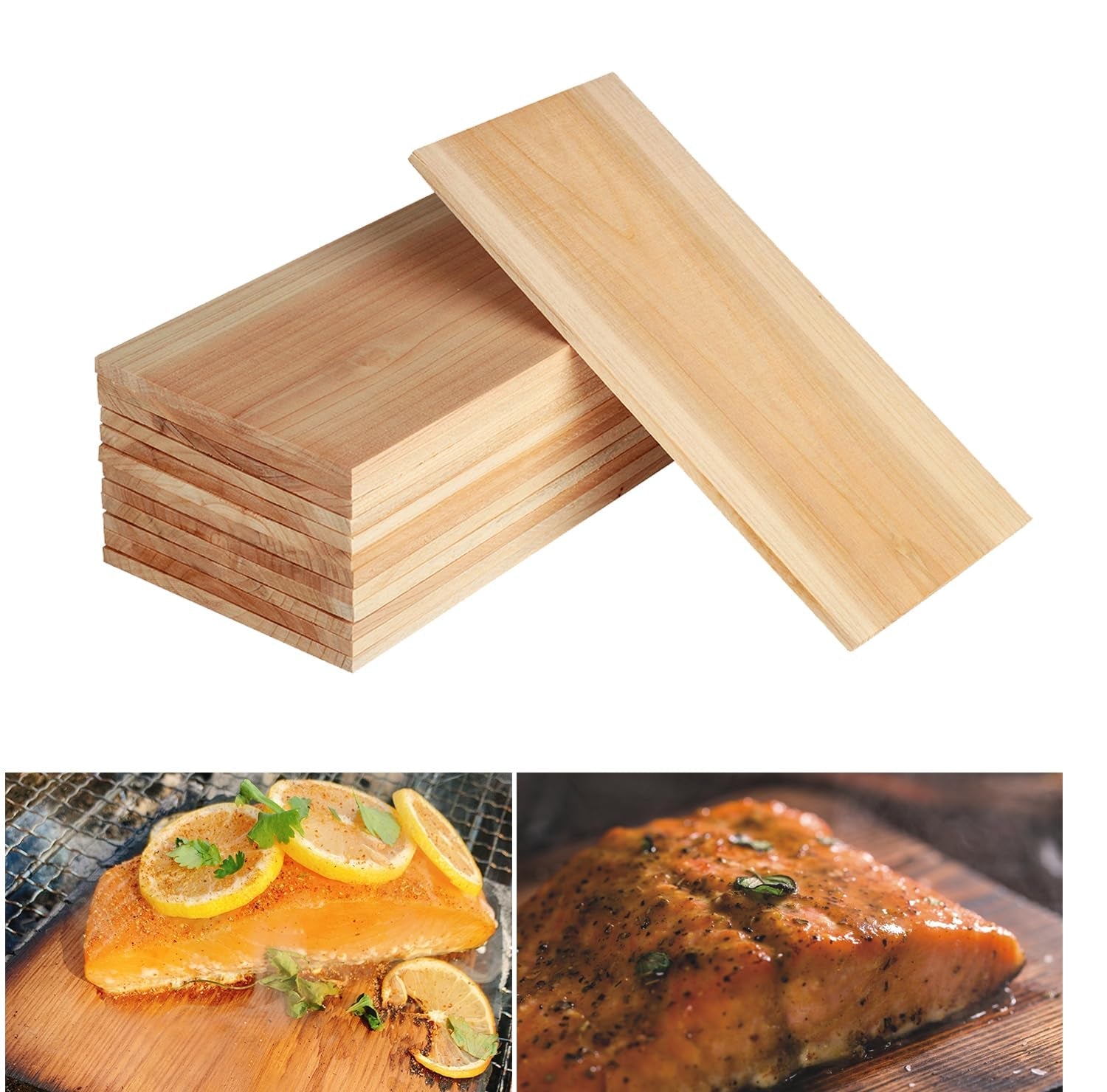 12 PK. Cedar Planks for Grilling Salmon.11X 5.5 Better Smoking. Add Best Smoky Flavor to Salmon. Veggies. Restaurant Quantity - Image 2