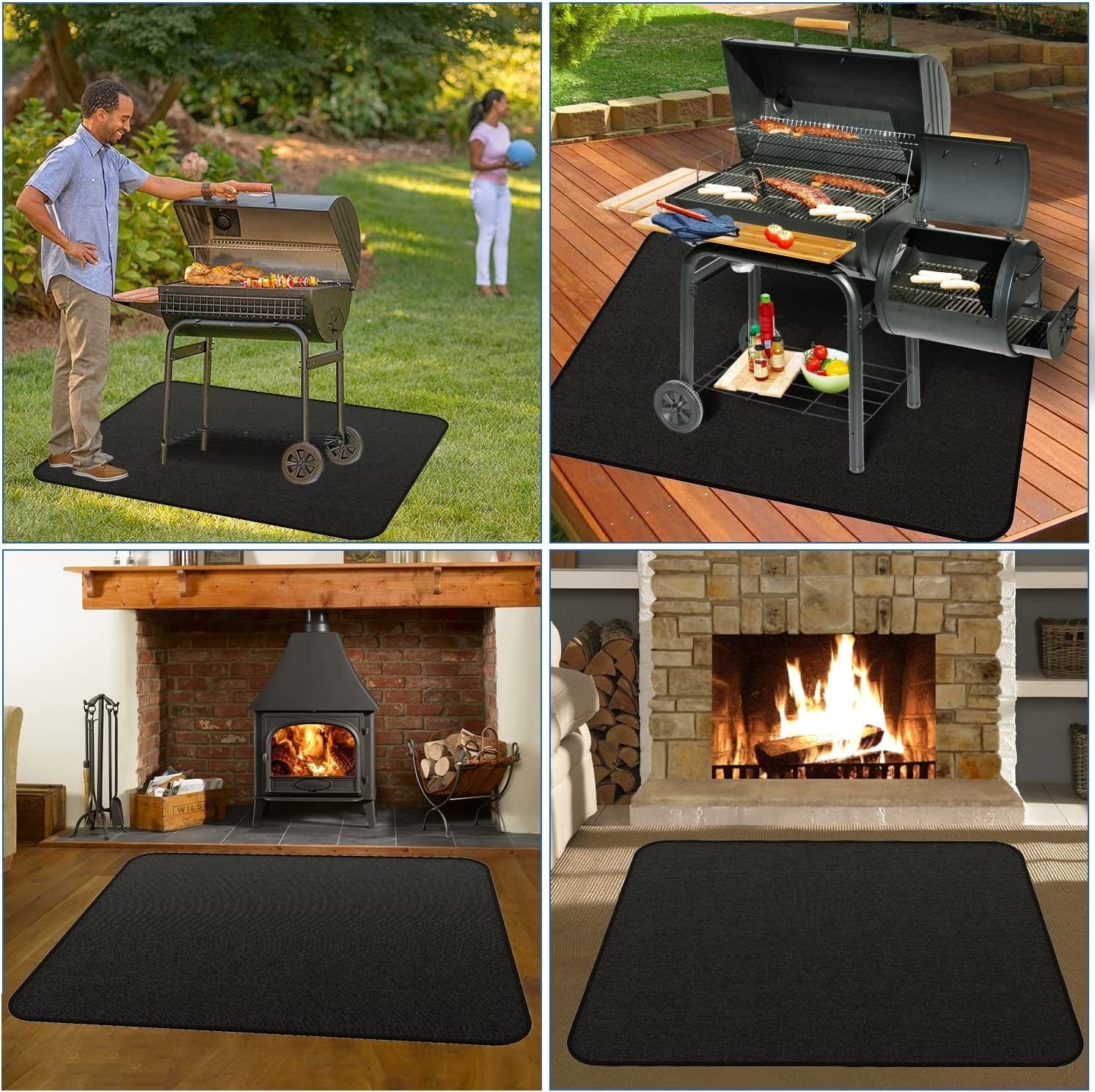 Large under Grill Mat. 65×38 Inches Grill Mats for Outdoor Grill. Double-Sided Fireproof Oil Proof Grill Mat for Outdoor Charcoal. Flat Top. Smokers. Gas Grills. BBQ. Reusable Deck Patio Protect Mat - Image 8