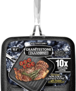 Grill Pan 10.25 Nonstick and Scratchproof Stovetop Cookware PFOA Free Oven-Safe. Dish Washer Safe. 10X Extra Long Lasting - as Seen on TV