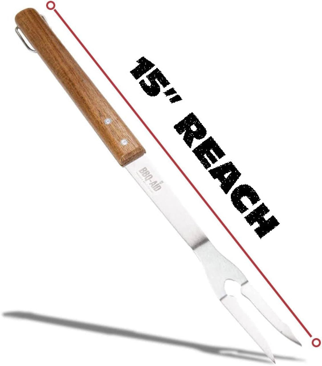 BBQ-AID 3 Piece Grill Set BBQ Accessories - Kitchen Tongs. Metal Spatula & Fork Utensils - Heavy Duty Stainless Steel Barbecue Grill Utensils for Outdoor Grill with Solid Sturdy Wood Handles - Image 8