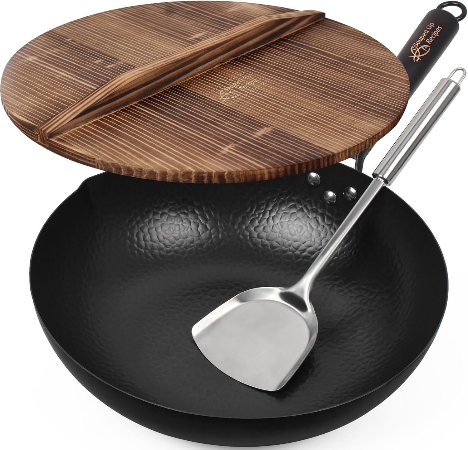 13.4 Inch Carbon Steel Wok for Electric. Induction and Gas Stoves (Lid. Spatula and User Guide Video Included) - Image 7