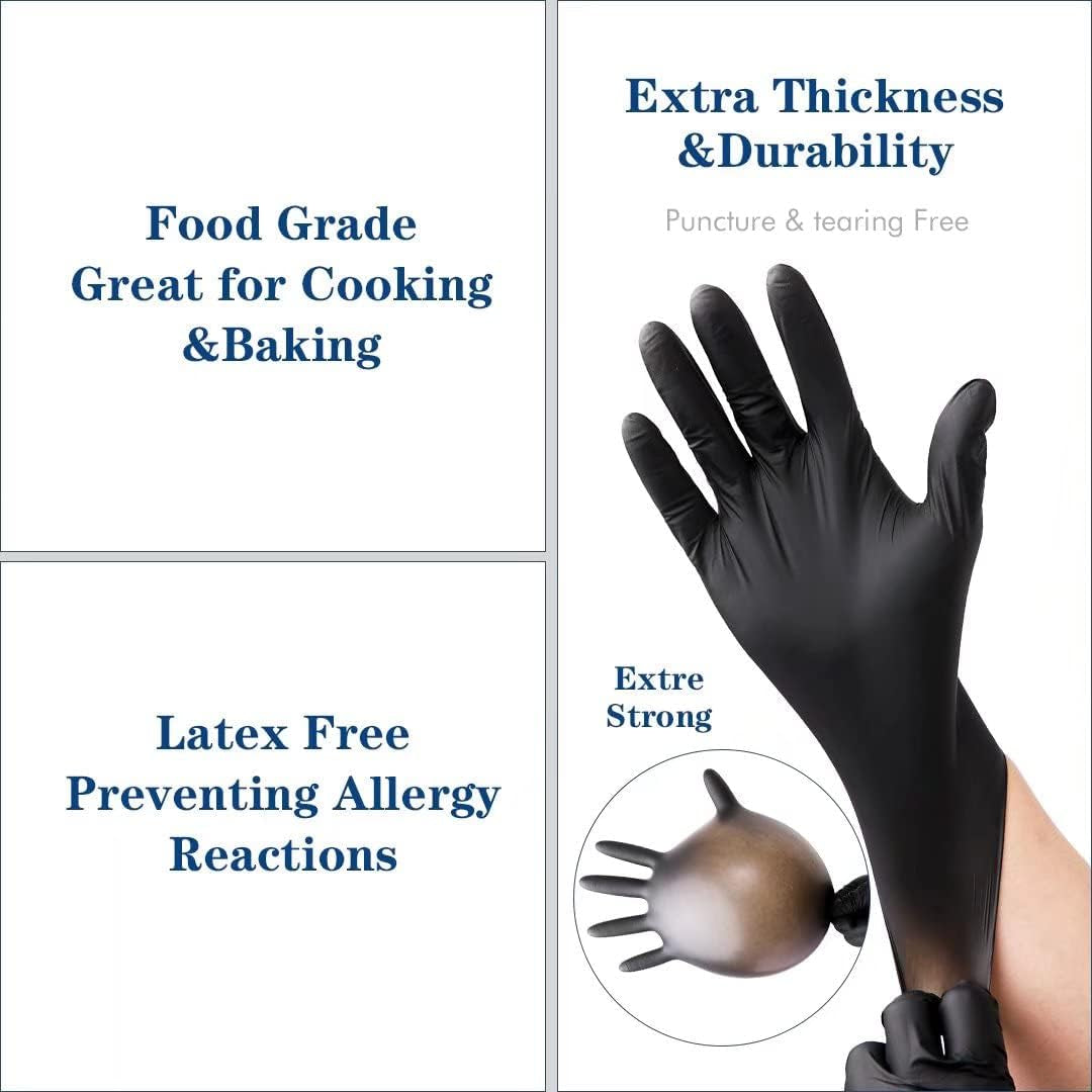 Black Disposable Nitrile Gloves.Latex Free Disposable Gloves 100 Pcs.Food Safe Food Prep Cooking Gloves - Image 5