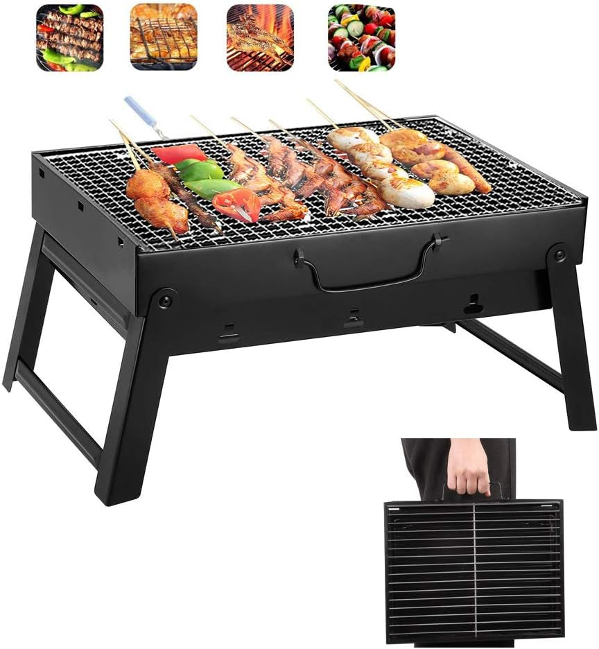 Yahpetes Portable Charcoal Grill 13.78 Folding BBQ Barbecue Folding Barbecue Rack Wire Meshes Portable Household Charcoal Grills for Outdoor Grilling