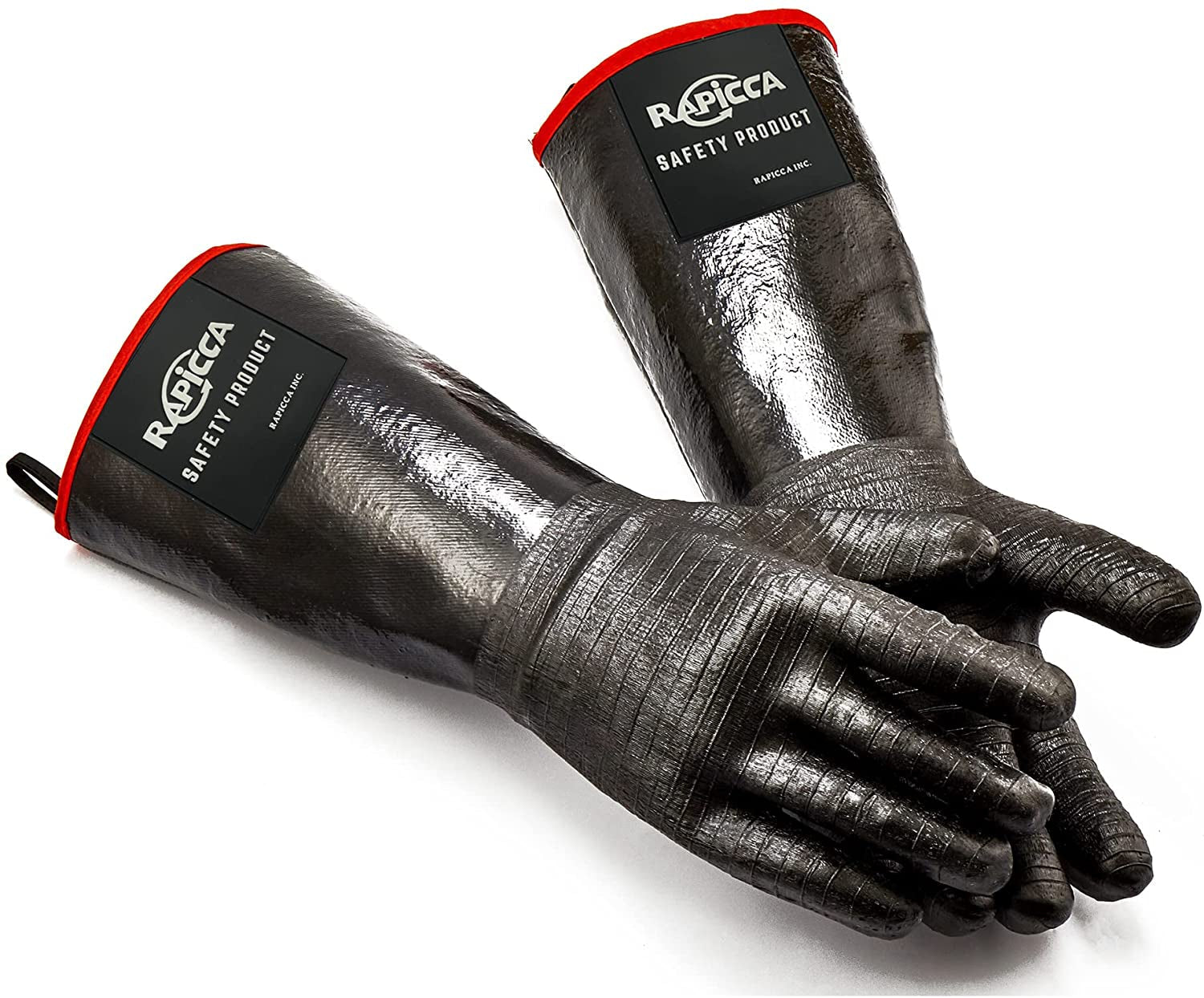 BBQ Gloves.17In 932℉ Heat Resistant for Grill.Smoker.Cooking.Pit.Barbecue.Textured Palm Handle Greasy Food on Your Fryer.Grill.Oven without Slip.Waterproof.Oil Resistant.Very Easy to Clean(M)