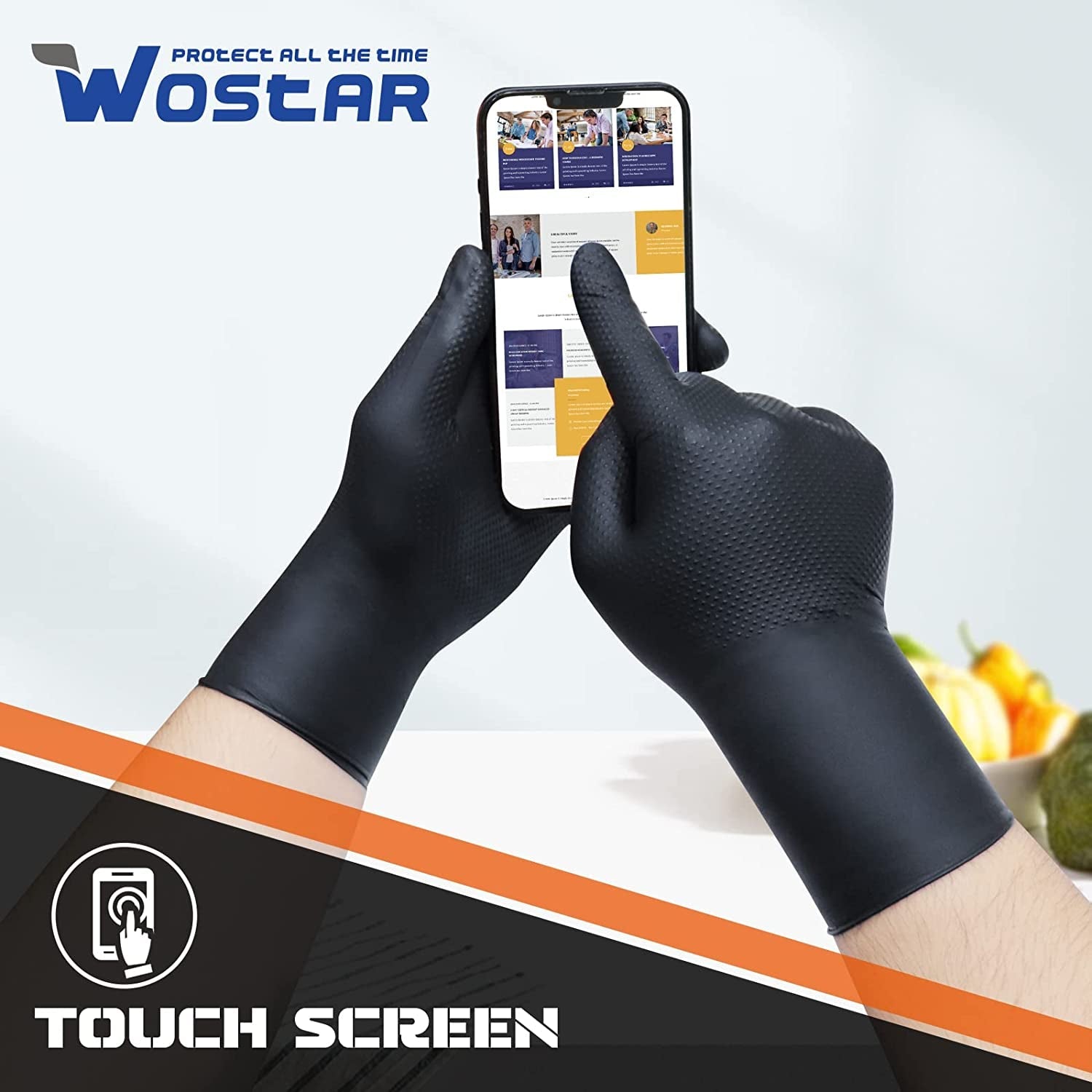 Black Raised Diamond Texture 8 Mil Nitrile Xlarge Glove Latex & Powder Free 100 Count Black Nitrile Disposable Glove - Image 4