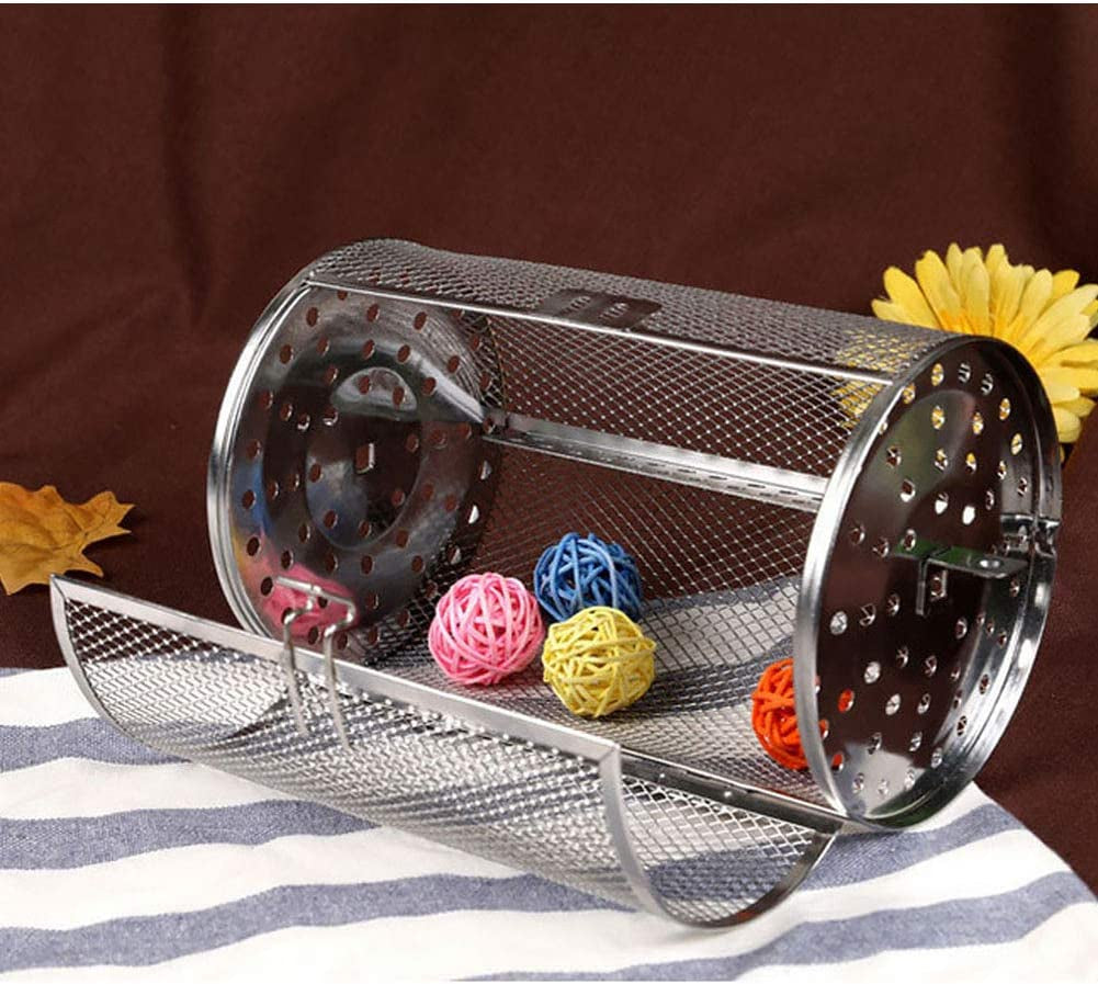 GEZICHTA BBQ Grill Roaster.Stainless Steel Grilled Cage.Bbq Rolling Grill Basket for Vegetables.Rotisserie Grill Peanut Beans French Fries Basket.Silver Grilling Accessories(22 * 11.7 Cm) - Image 2