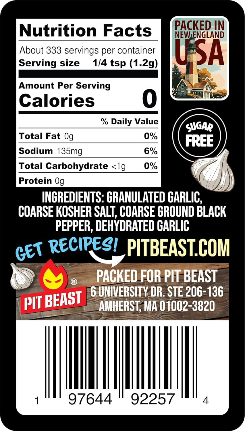 Pit Beast Garlic AF - Garlic. Salt. and Pepper BBQ Rub Seasoning | ALL PURPOSE EXTREME GARLIC FLAVOR SPICE BLEND | Chicken. Pasta. Veggies. Dips. Bread. Beef. Pork | 14Oz. - Image 8
