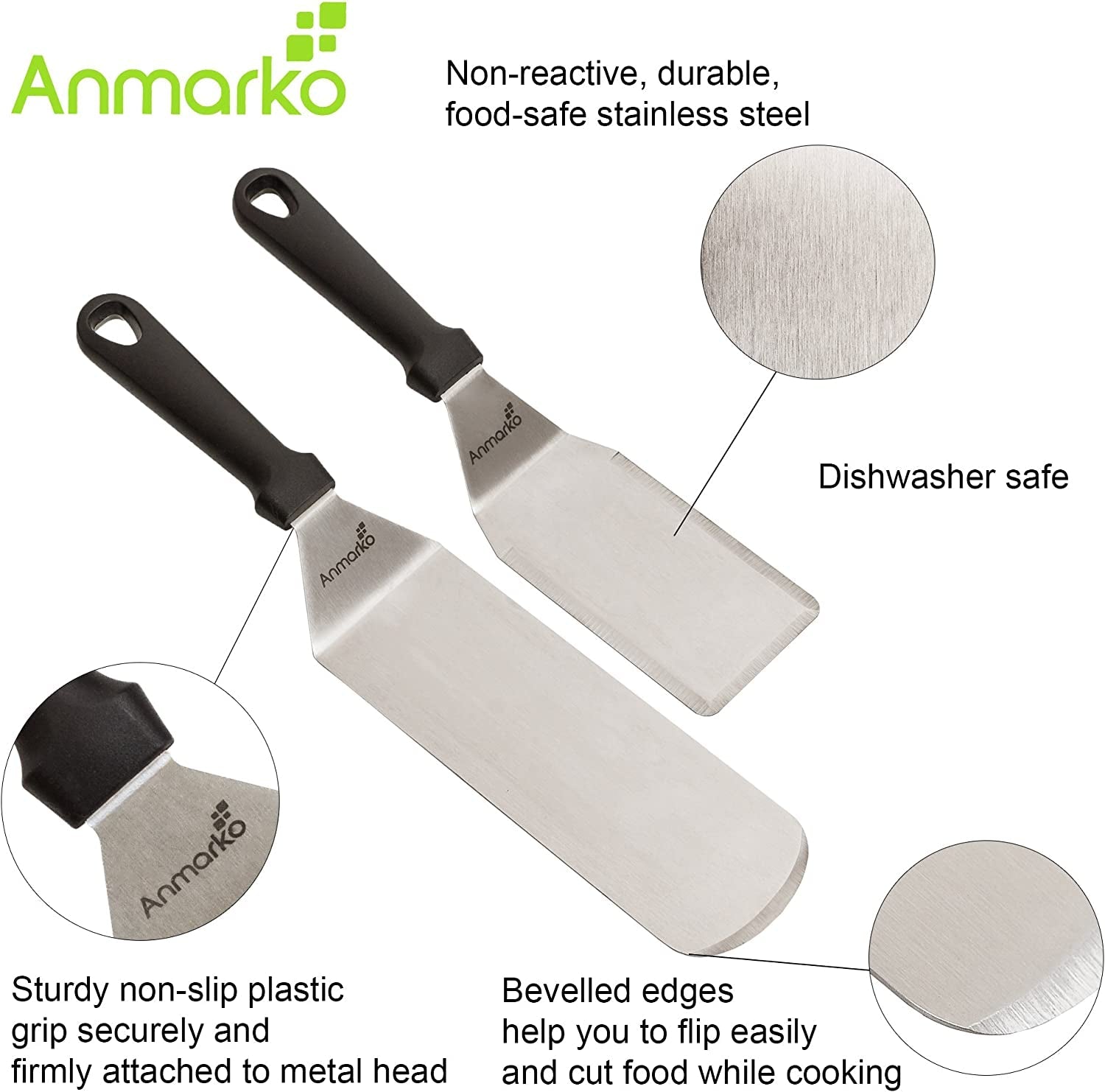 Spatula Turner Stainless Steel - Metal Spatula Set - Hibachi Spatula Great as BBQ Grill Accessories for Grill and Flat Top Griddle - Image 2