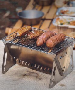 Portable Camping Grill Premium Stainless Steel Outdoor BBQ Grill for Camping Picnics Backyard Barbecues Assemblable Removable Stove with Grill Portable Folding Charcoal Grill