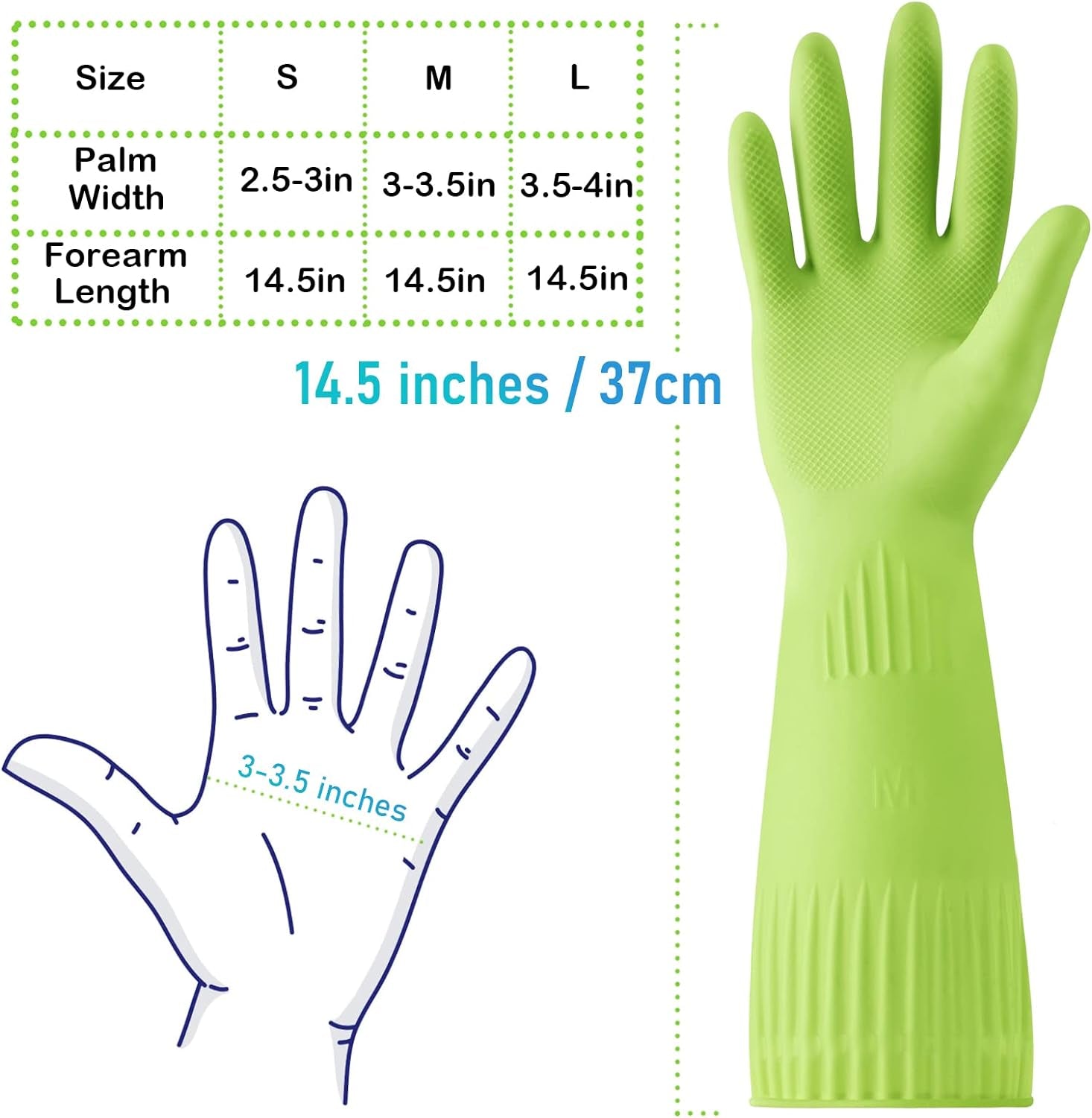 Rubber-Gloves Dishwashing Gloves for Cleaning-Kitchen - 2 Pairs Long Household Cleaning Gloves for Washing Dishes - Image 5