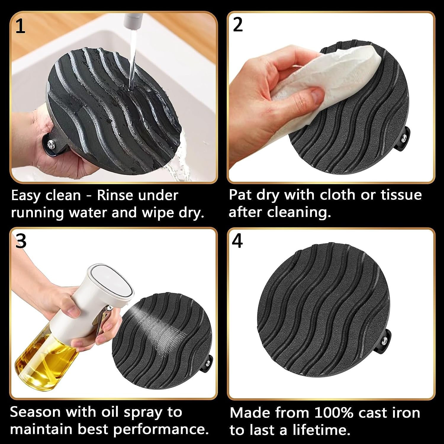 Smash Burger Press - Heavy Duty Hamburger Press W/Heat Resistant Handle - Cast Iron Grill Press. Bacon Press. Sandwich Press - round Burger Smasher for Griddle - Meat Press - BBQ Grilling Accessories - Image 5