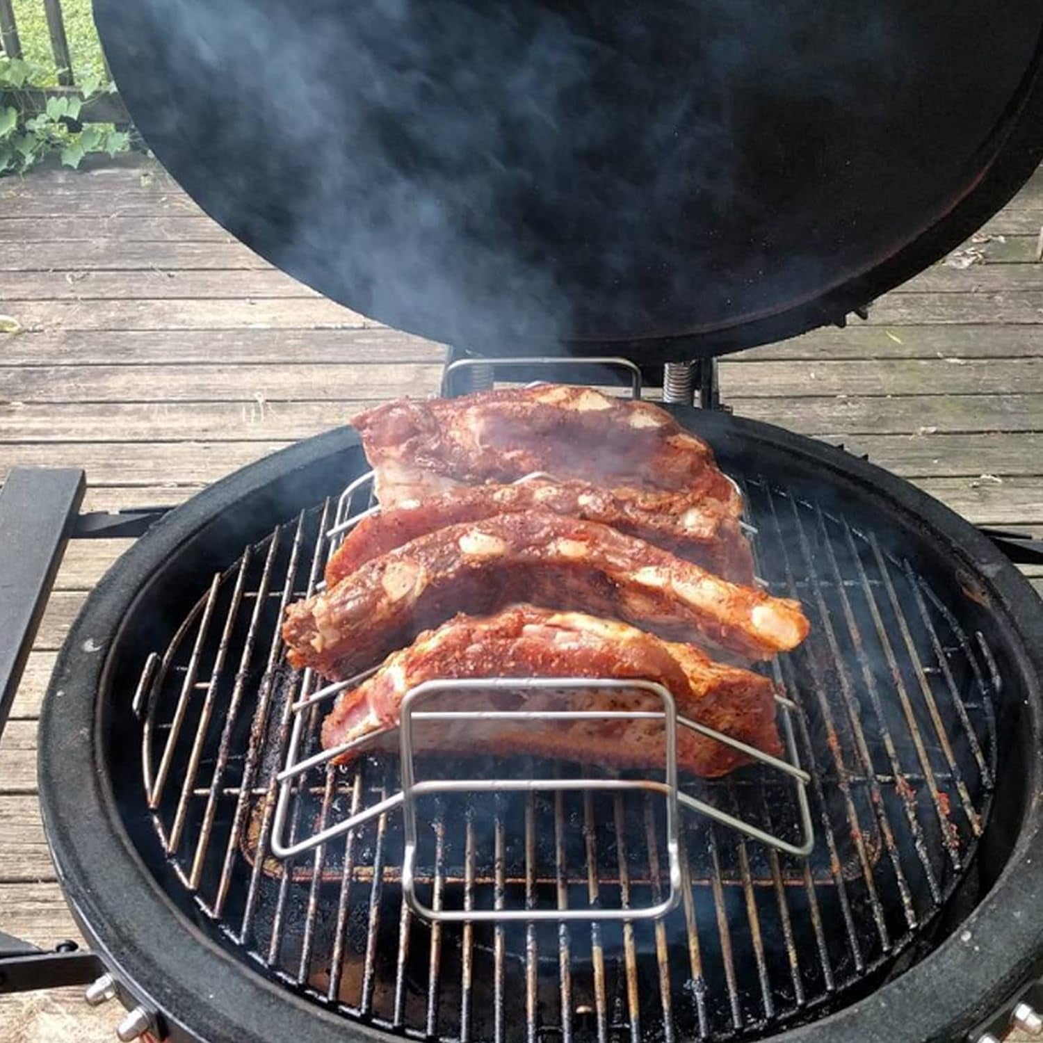 Burly Grill Turkey Rack Turkey Roast Rack for Big Green Egg. BBQ Rib Rack for Smoking Turkey Smoker Roasting Rack Roaster Pan Stainless Steel for Large Big Green Egg for Kamado Joe Pit Boss - Image 5