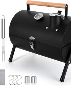 Leonyo Portable Charcoal Grill Set of 12. Small BBQ Grill. Mini Tabletop Charcoal Grill with Barbecue Fork. Tongs. Compact Camping Grills for Outdoor RV Traveling Picnic. Patio. Backyard. Beach