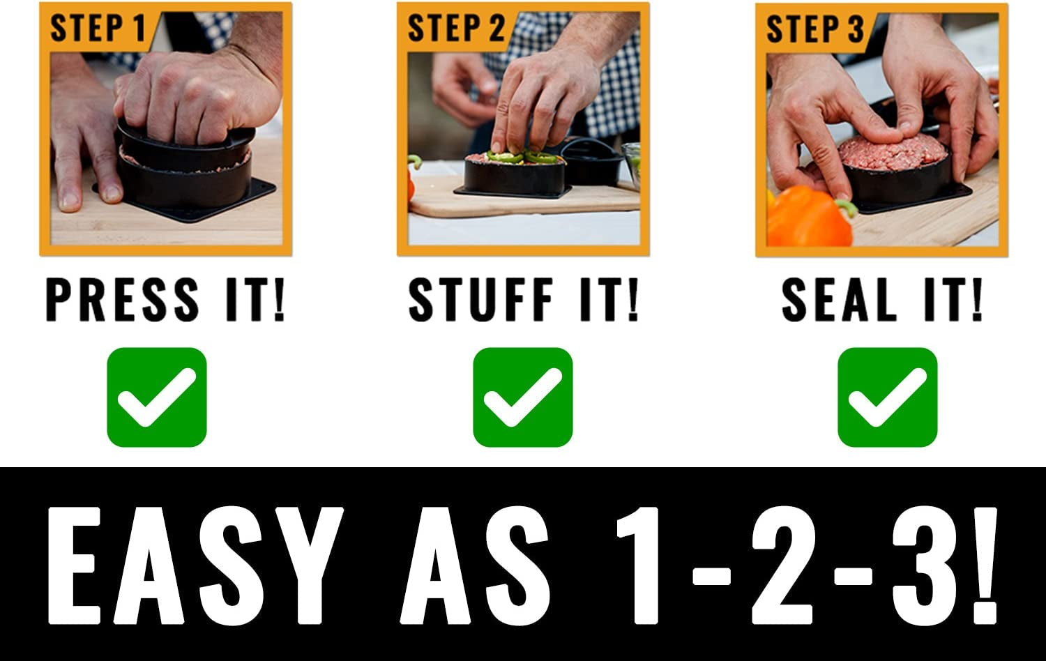 Stuffed Burger Press and Recipe Ebook - Extended Warranty - Hamburger Patty Maker for Grilling - BBQ Grill Accessories - Image 5