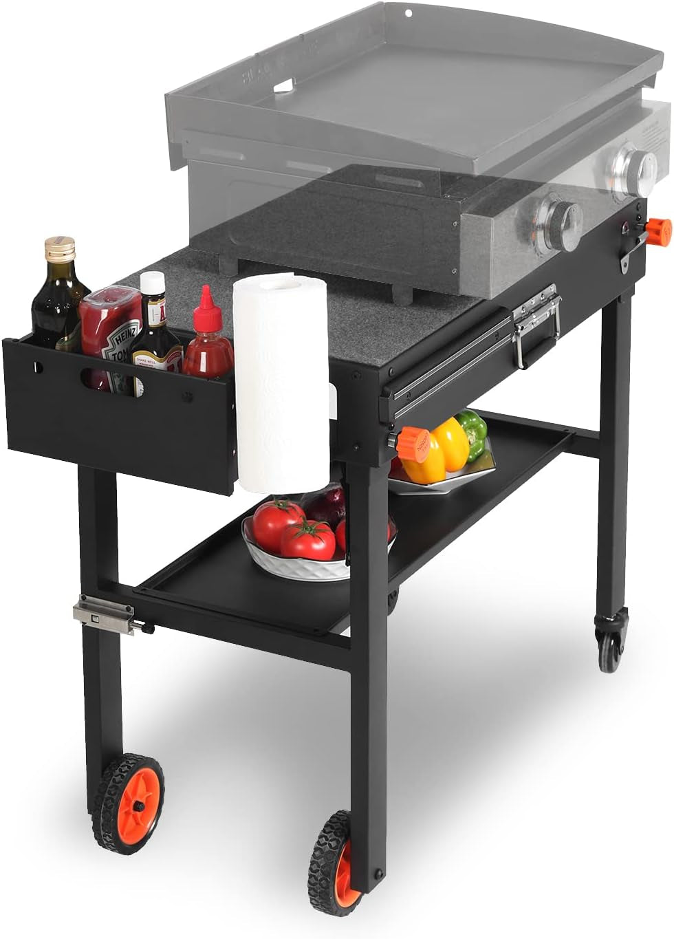 Grill Table for Blackstone Griddle. Portable Griddle Table with Caddy - Fit 17 or 22 Other Tabletop Grill. Foldable Ninja Grill Stand& Blackstone Griddle Stand for Outdoor Tailgating-Camping
