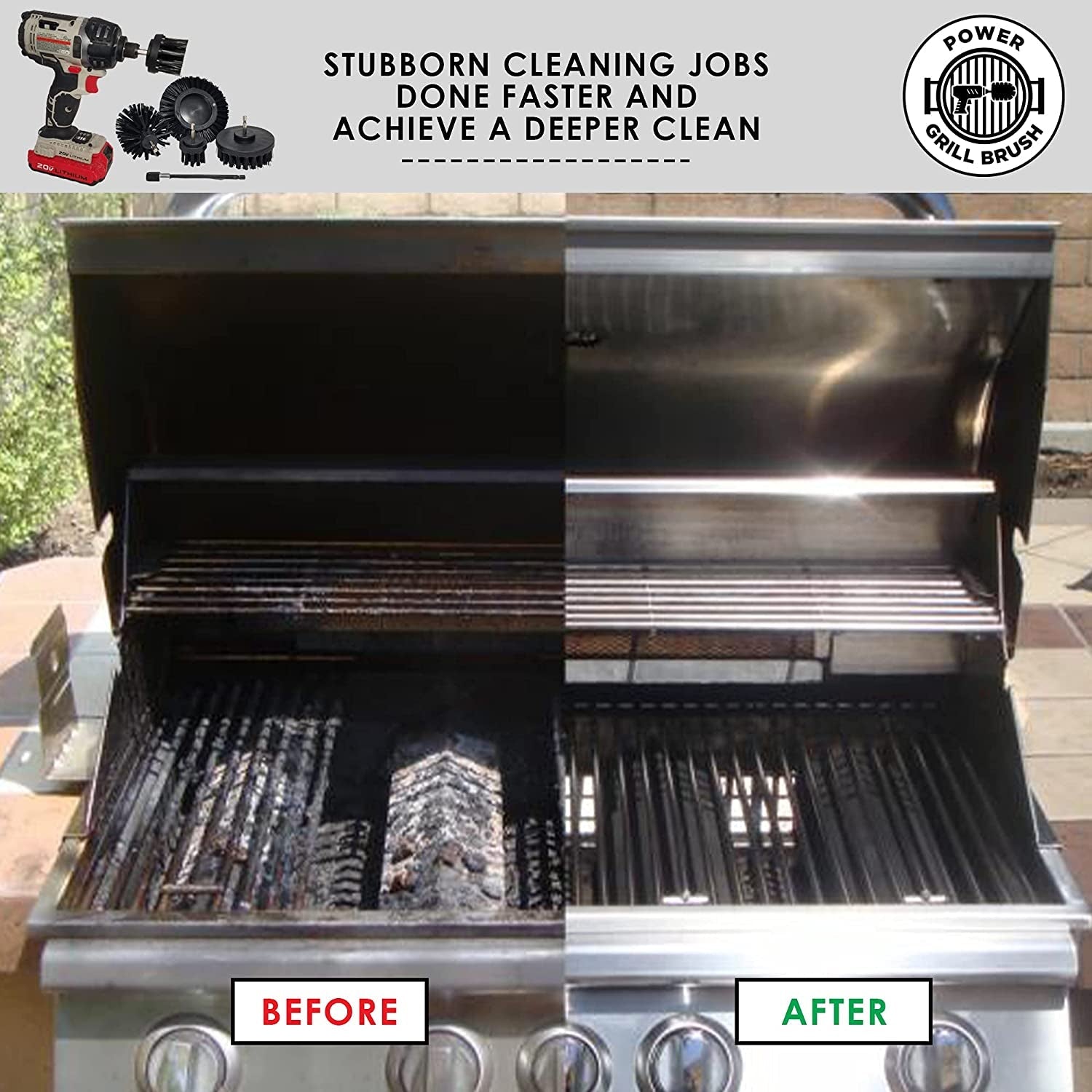 5 Piece BBQ Cleaning Kit - Nylon Safe Bristle/Free Non/Wire - Safe for All Grates Stainless Steel Porcelain Iron Charcoal/Gas Scraper Tool/Accessories Outdoor Gift for Dad/Men - Image 6