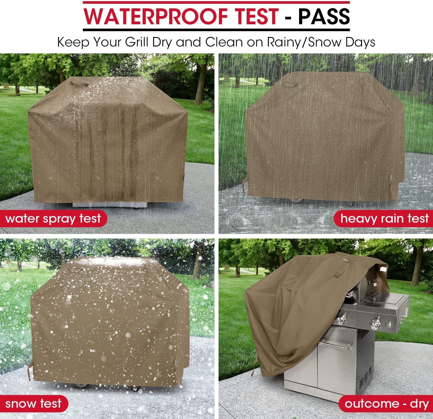 Unicook Grill Cover 60 Inch. Heavy Duty Waterproof Gas BBQ Cover with Sealed Seam. Rip and Fade Resistant BBQ Grill Cover. Compatible with Weber Charbroil and More Grills up to 58 Inch. Neutral Taupe - Image 8