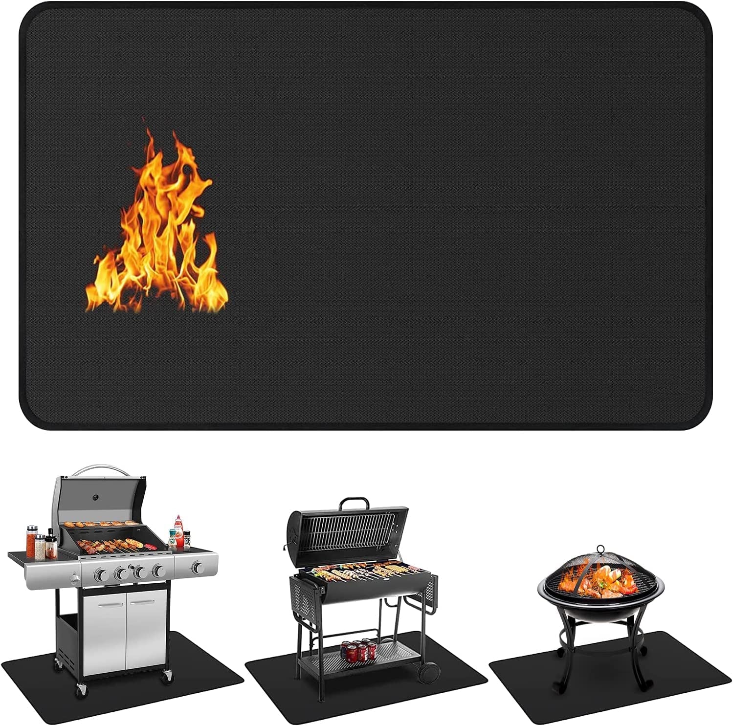 60 X 40 Inch under Grill Mats for Outdoor Grill. Double-Sided Fireproof Deck and Patio Protector Mat. BBQ Mat for under BBQ. Waterproof Oil-Proof Grill Floor Pads Fire Pit Mat Fireplace Mat