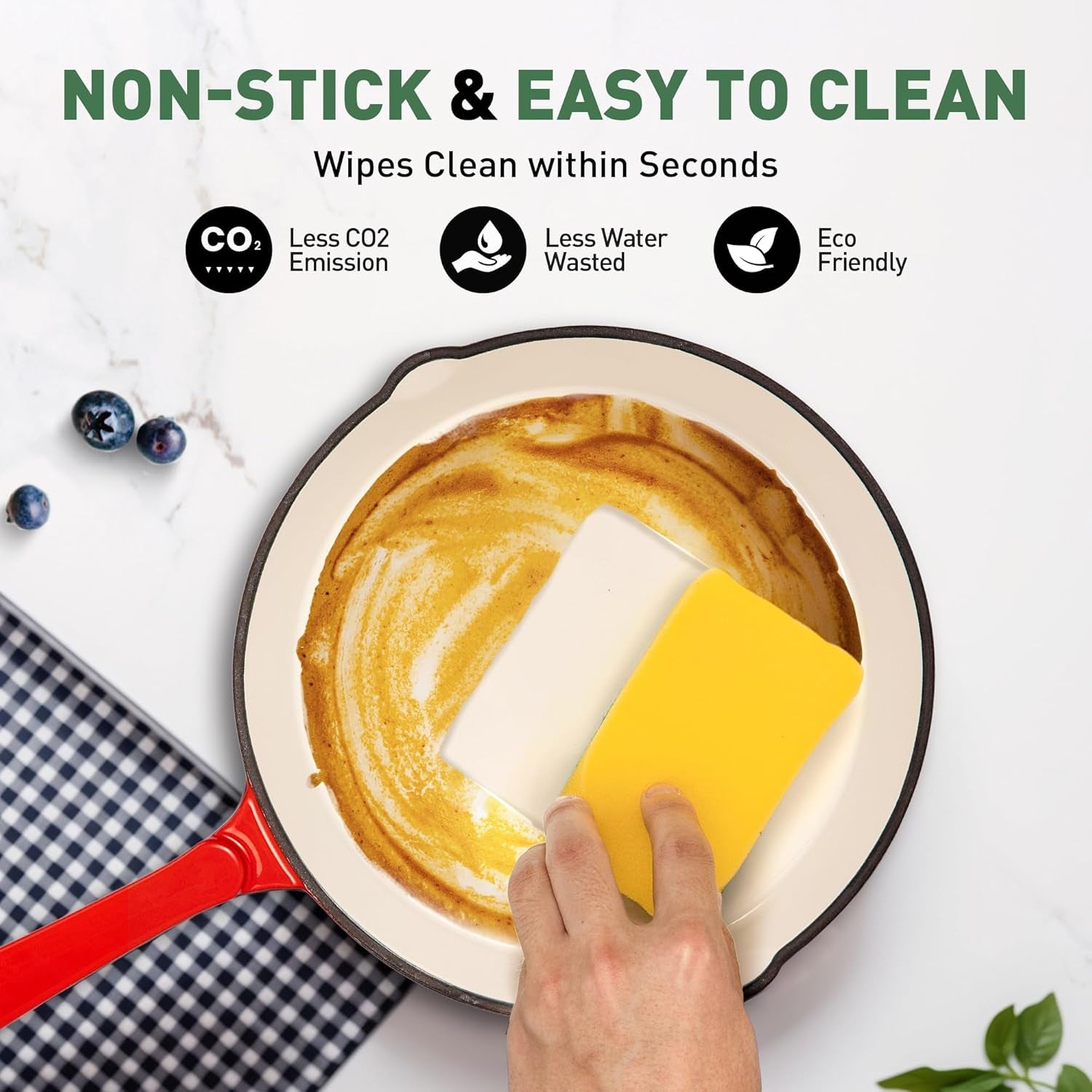 Kitchen Academy Enameled Cast Iron Cookware Set - 7 Piece Pots and Pans Set Nonstick - Skillet. Deep Frying Pan. Wok.Saucepan and Dutch Oven. Heavy Duty Oven Safe up to 500° F or on All Stovetop - Image 3