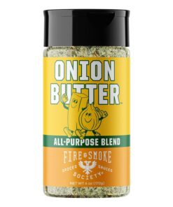 Fire & Smoke Society Onion Butter All Purpose Seasoning | BBQ Rubs for Smoking and Grilling | Steak. Grilled Chicken. Pork. Burgers | Onions. Green Herbs. White Pepper | M 6 Oz