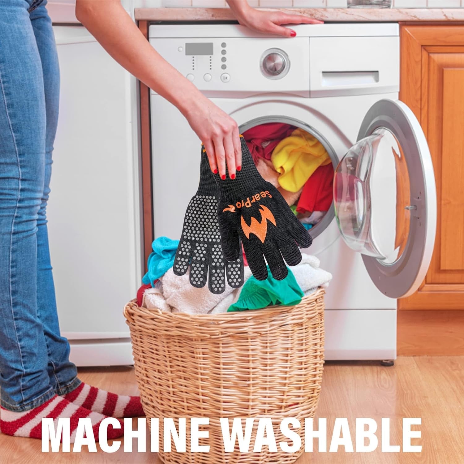 BBQ Grill Gloves Cooking Oven Mitts Fire Heat Resistant to 1400 Degrees Accessories for Barbecue Smoker Egg Fryer Hamburgers Pizza Steaks- Crock Pots/Slow Cookers -USA Owned Company- - Image 6