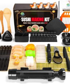 FUNGYAND Sushi Making Kit – 32‑in‑1 Set with Bazooka Roller. Nigiri Press. Bamboo Mats. Rice Molds & More