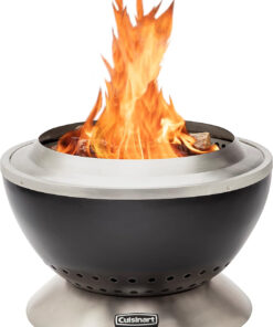 Cuisinart 24 Cleanburn Smokeless Fire Pit with Removable Base for Ash. Portable Outdoor Wood Burning Fireplace. Smoke Free Stainless Steel Outdoor Heater. Enhanced Airflow and Easy Cleanup