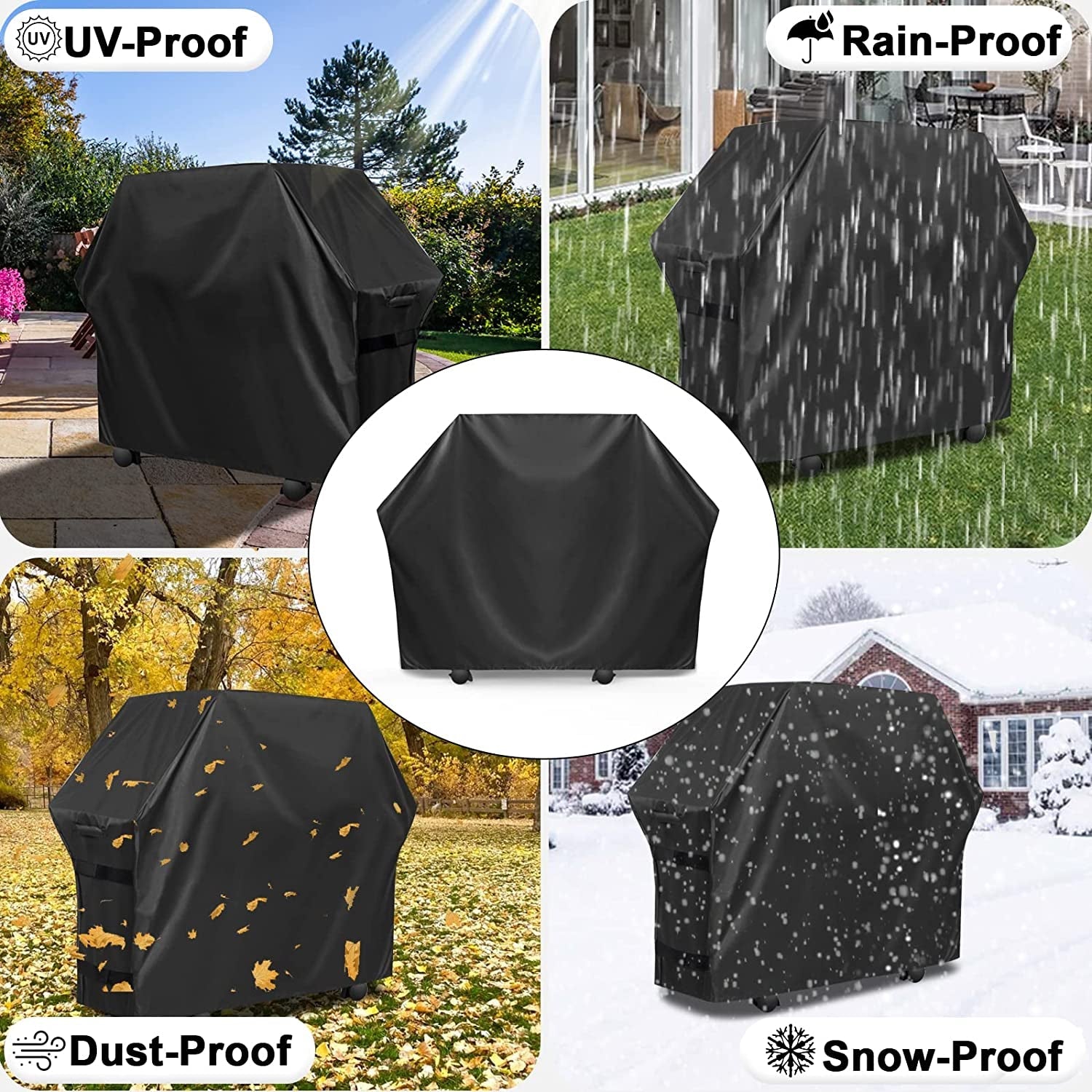 Outdoorlines Waterproof Heavy Duty BBQ Grill Cover - Universal Barbecue Grill Covers UV Resistant Barbeque Gas Grill Cover for Outdoor Universal Grills. 58L X 24W X 44H Inch. Black - Image 6
