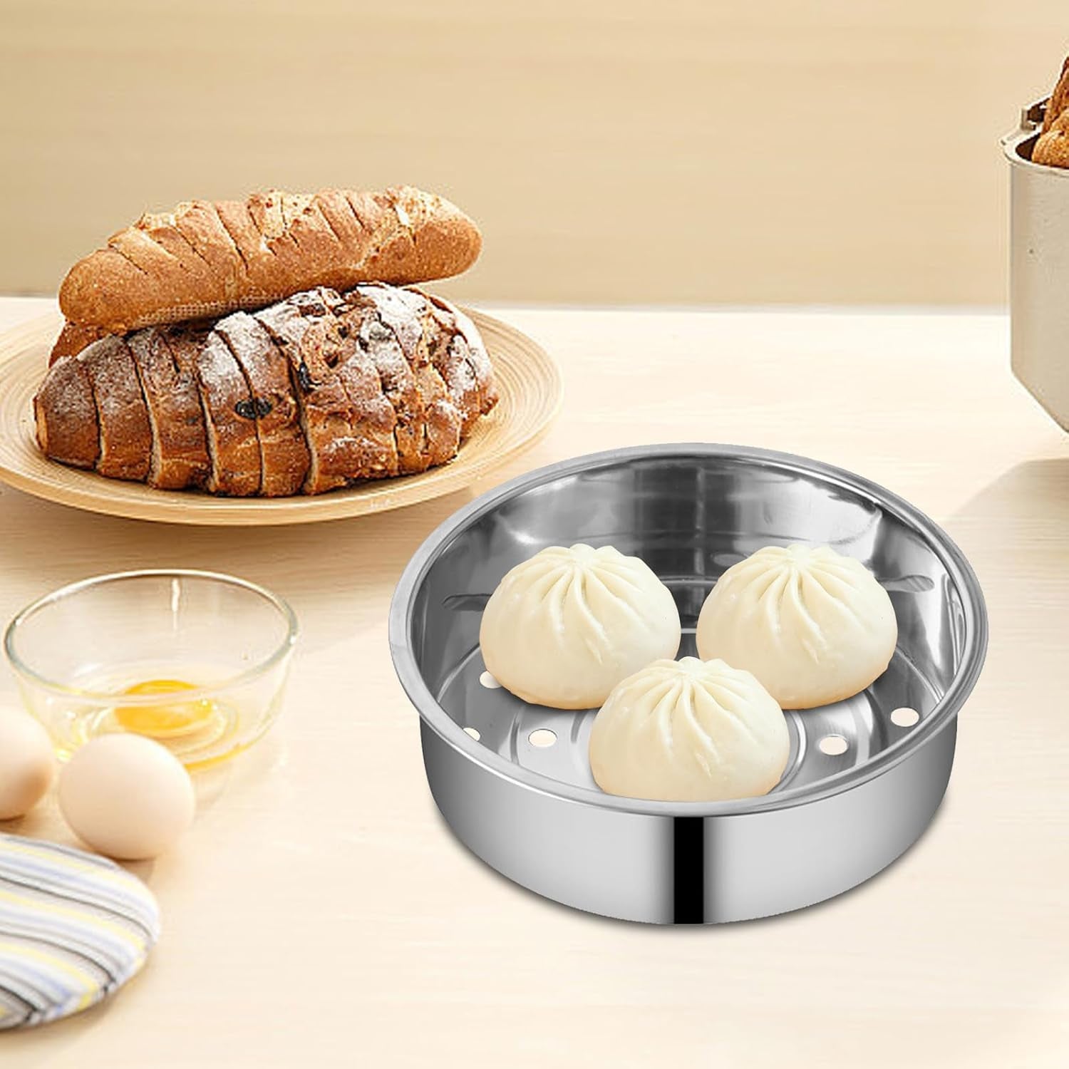 2Pcs Stainless Steel Steamer Basket Set – Round Tray Rack for Rice Cooker. Warmer & Kitchen Cooking (Veggies. Fish. Meat) - Image 6