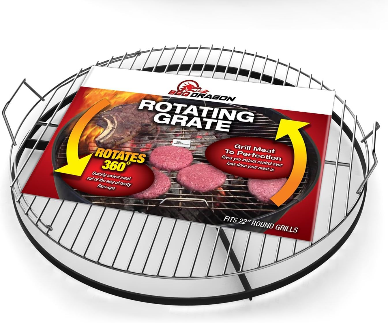 BBQ Dragon 22 Inch Rotating Grill Grate – Hinged Cooking Surface for Easy Charcoal Access – Heavy Duty 360° round Rotating Grate Replacement – Fits Weber Kettle & Other Charcoal Grills - Image 7