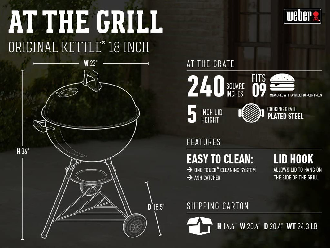 Weber Original Kettle 18 Inch Charcoal Grill. Black - Image 14