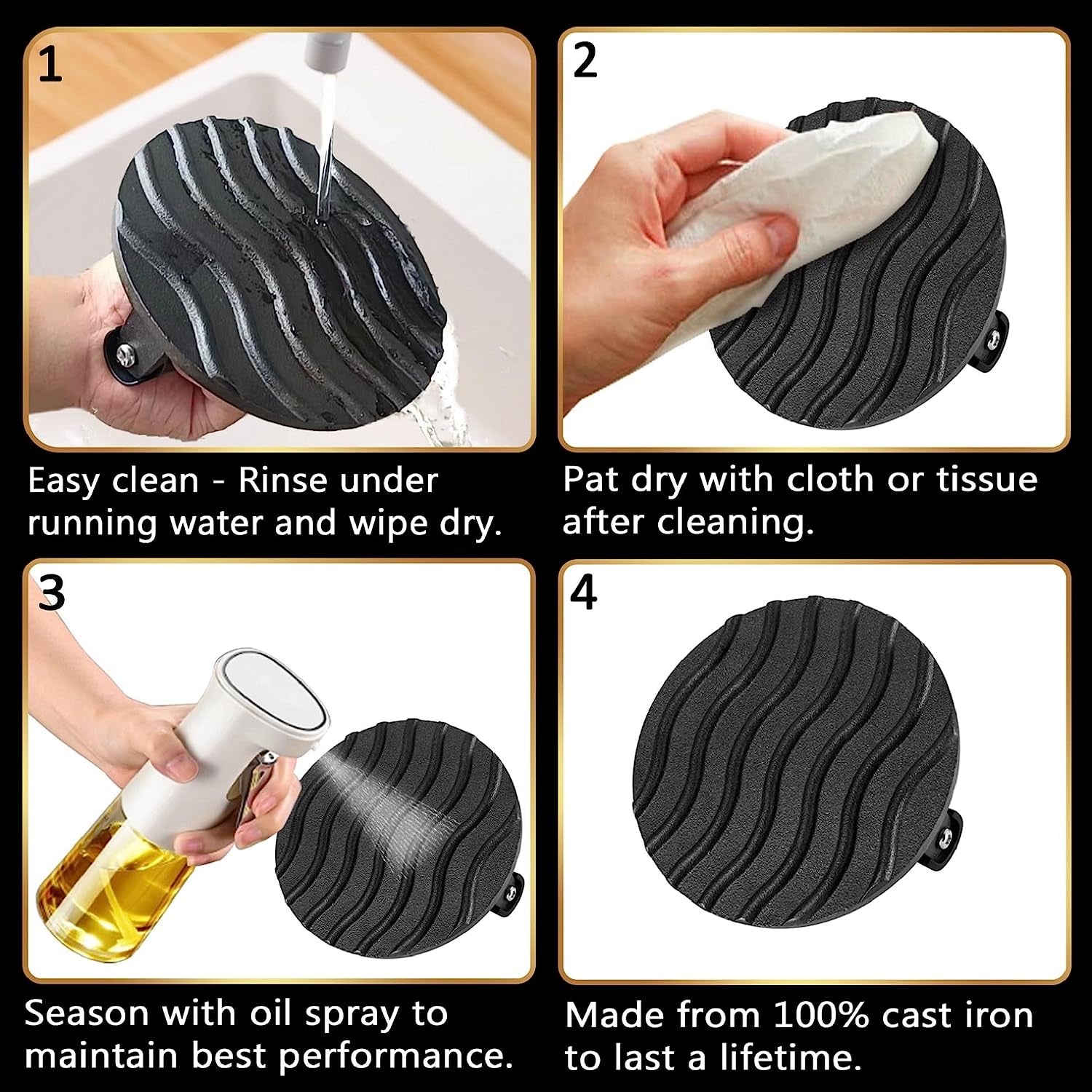 Smash Burger Press - Heavy Duty Hamburger Press W/Heat Resistant Handle - Cast Iron Grill Press. Bacon Press. Sandwich Press - round Burger Smasher for Griddle - Meat Press - BBQ Grilling Accessories - Image 9