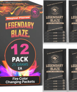 12 Pack Legendary Blaze Magical Flames Fire Color Changing Packets - Fire Pits and Campfire Accessories for All Seasons - Create Magic Colorful Fire with Color Flame Packs