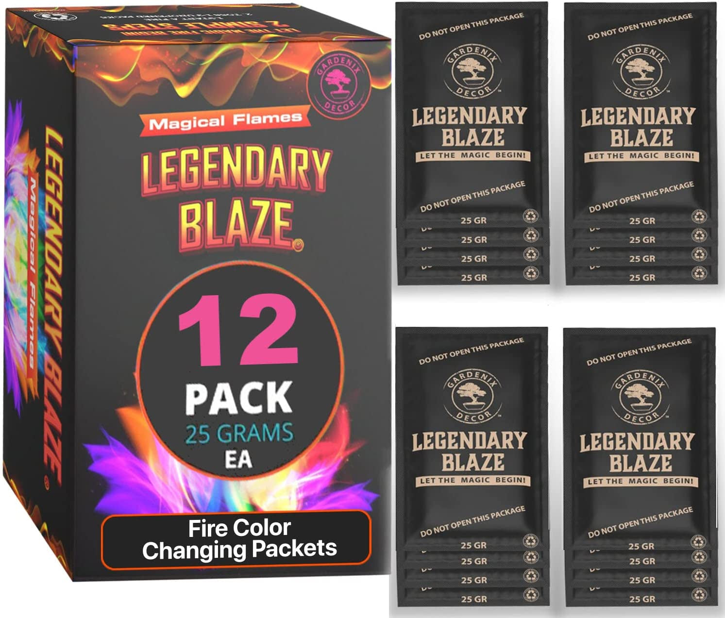 12 Pack Legendary Blaze Magical Flames Fire Color Changing Packets - Fire Pits and Campfire Accessories for All Seasons - Create Magic Colorful Fire with Color Flame Packs - Image 6