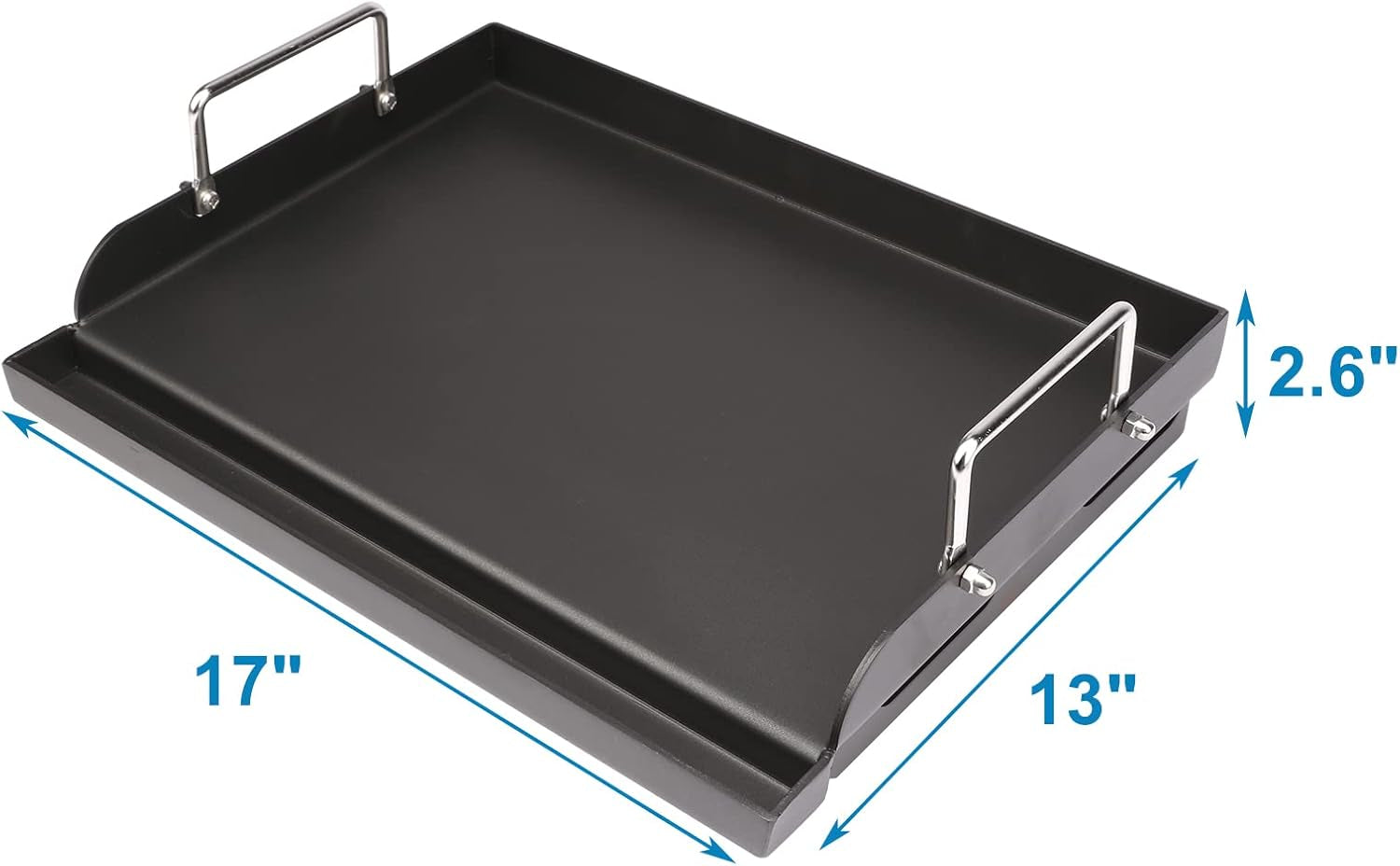 Utheer 17 X 13 Nonstick Coating Cooking Griddle for Gas Grill. Universal Griddle Flat Top Plate Insert with Grease Groove and Removable Handles for Charcoal/Gas Grills. Camping. Tailgating. Parties - Image 2