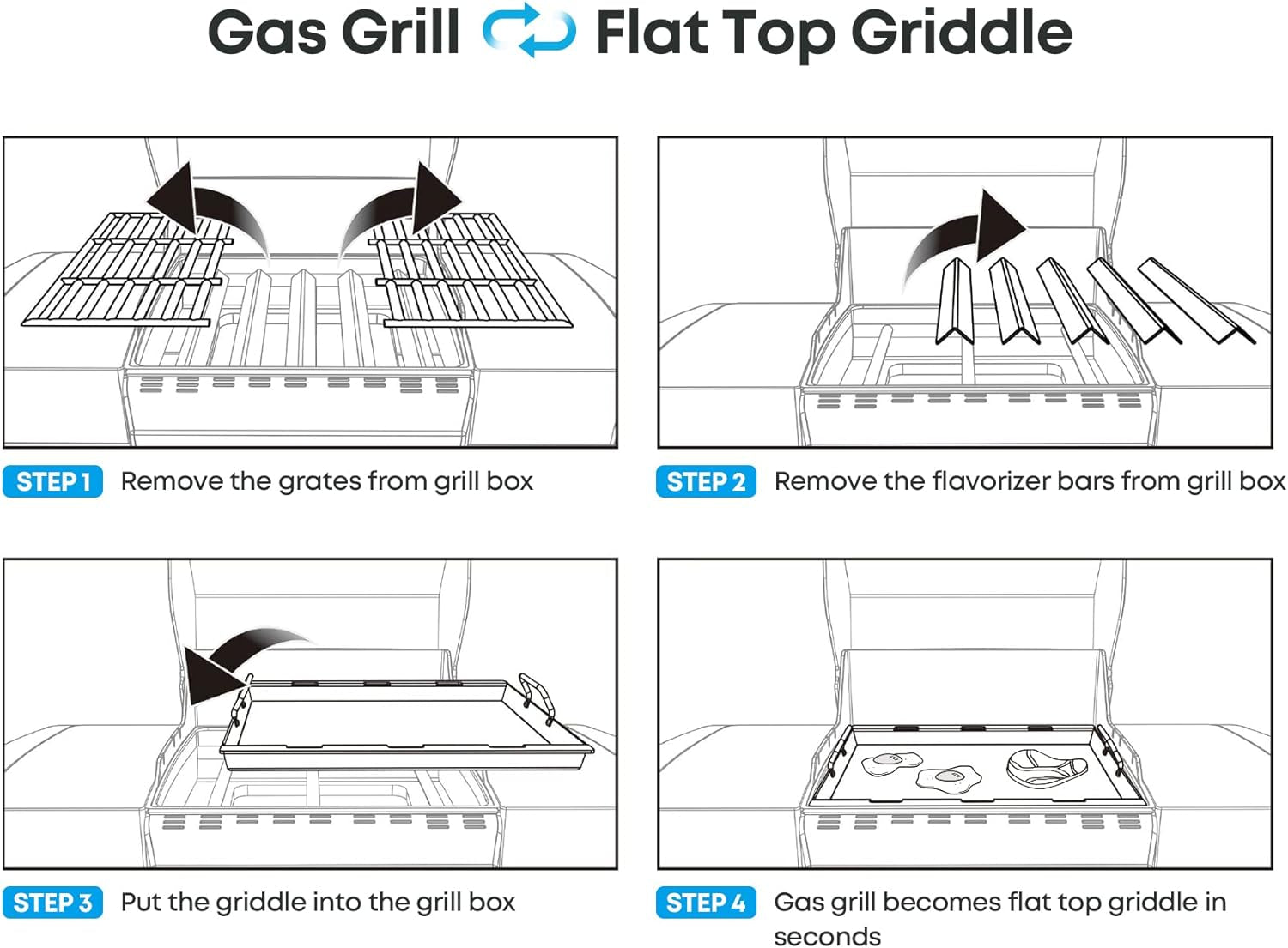 Full Size Griddle Insert for Weber Spirit 200 Series Gas Grill. Stainless Steel Flat Top Griddle for Weber Spirit I & II S-210 E-210 E-215 E-220 - Image 6