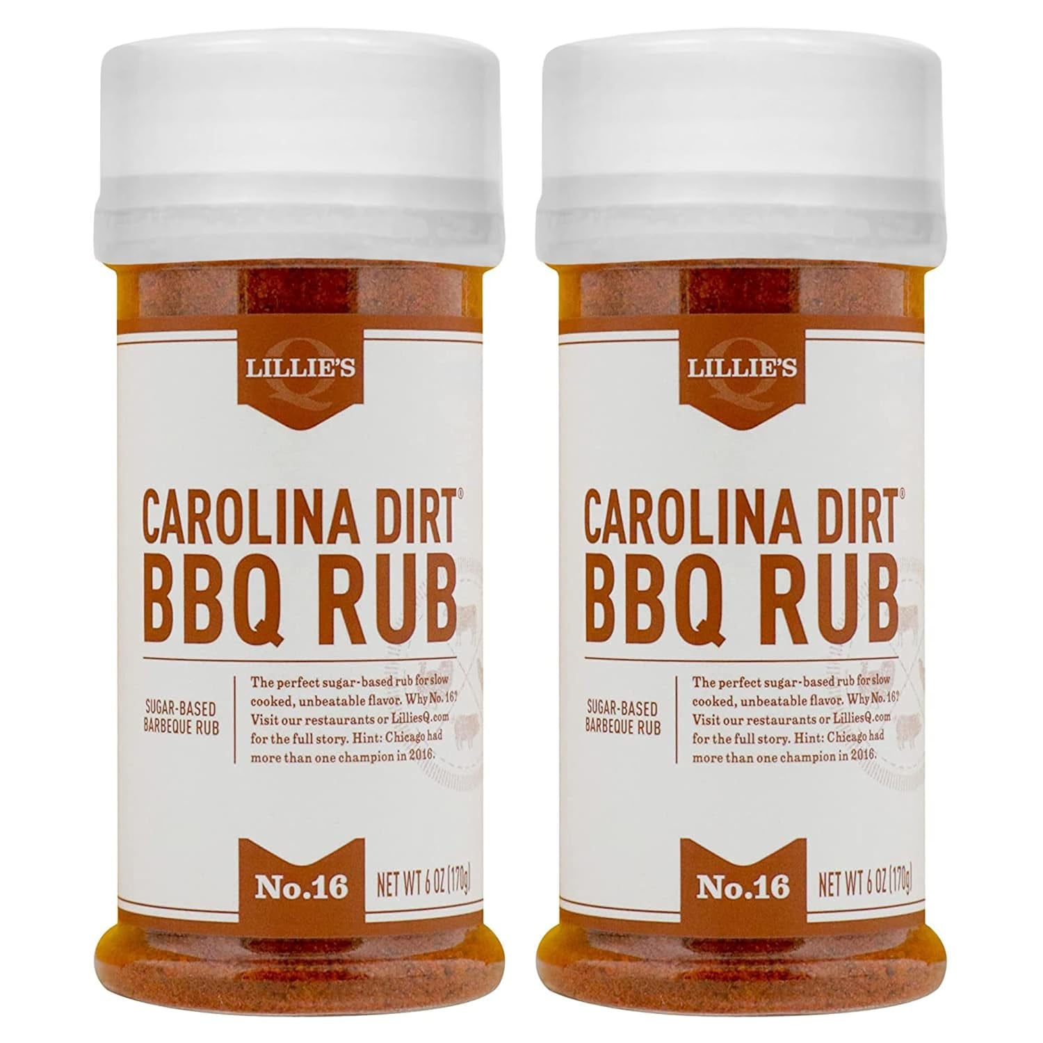 Lillie'S Q - Carolina Dirt BBQ Rub. Sugar-Based BBQ Rub. Traditional Carolina Barbeque Rub. Sweetened Blend of Southern Spices. Perfect Barbeque Seasoning for Ribs. Pork. & Fries (6 Oz. 2-Pack)
