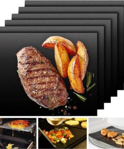 Ubeesize Grill Mats for Outdoor Grill Set of 6 - Heavy Duty Non-Stick BBQ Grilling Mat & Oven Liner. Reusable. Easy to Clean - Works on Oven. Gas. Charcoal. and Electric BBQ - 15.75 X 13 Inch