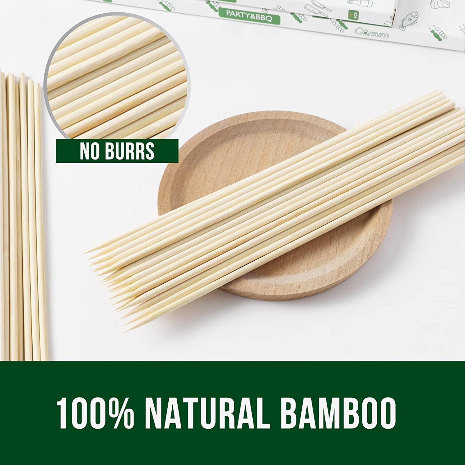 Garsum Natural BBQ Bamboo Skewers. Wooden Skewers for Assorted Fruits. Kebabs. Grill. Highly Renewable Natural Resources. Suitable for Kitchen. Party. Food Catering and Crafting 6(100 PCS) - Image 6