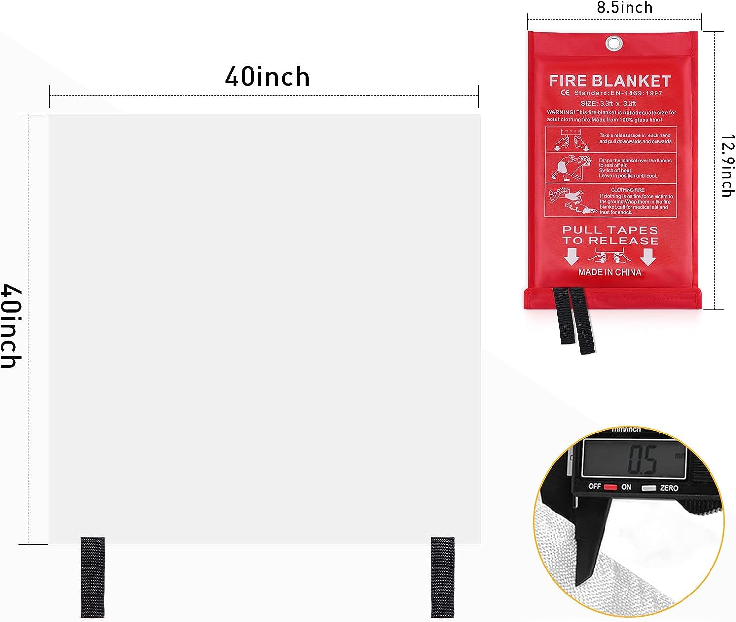 Emergency Fire Blankets for Home Kitchen - Mondoshop Fiberglass Fireproof Blankets for Camping. Picnic. Fireplace. School. Grill. Car. Office. Warehouse - Image 7