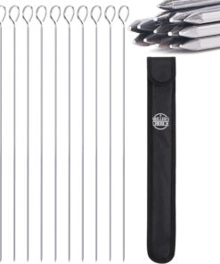 Grillers Choice Kabob Skewers. Set of 14. 15 Shish Kabob Skewers for Grilling. Made with Type 410 Stainless Steel. the Highest Grade of Stainless Steel. Strong Metal Skewers.