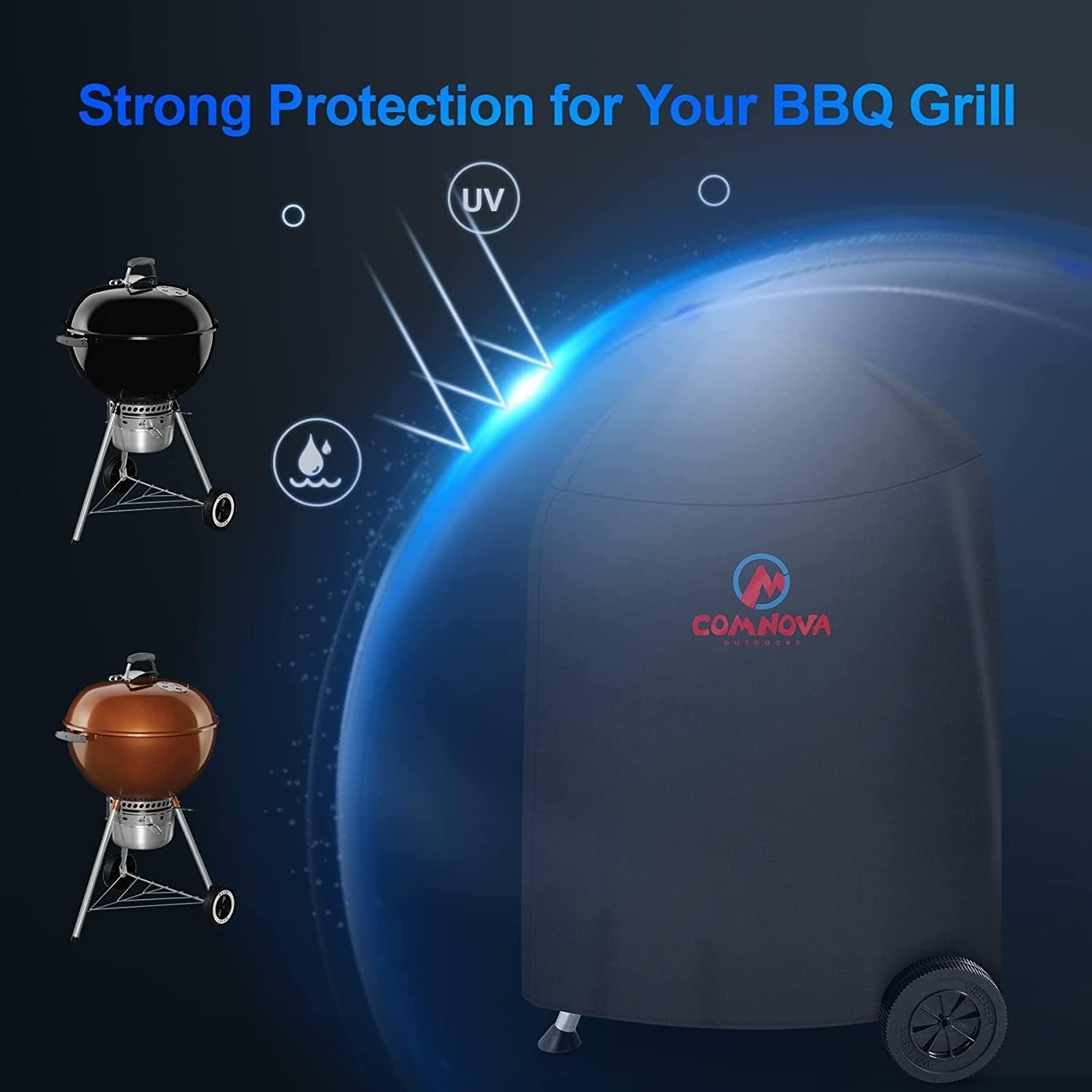 Comnova Charcoal Kettle Grill Cover - 600D BBQ Cover for Weber 22 Inch Charcoal Grill. Heavy Duty & Waterproof Covers for Weber 22 Inch Master Touch Charcoal Grill. Original Kettle Grill and More - Image 6